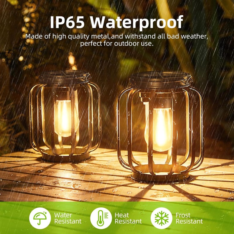 BONLION Solar Hanging Lanterns Outdoor Waterproof: 4 Pack Metal Solar-Powered Lights with Hook, Bright Warm Lantern Decor for Outside, Classic Outdoor Lighting for Yard Garden Patio Porch Balcony Decorations - Image 4